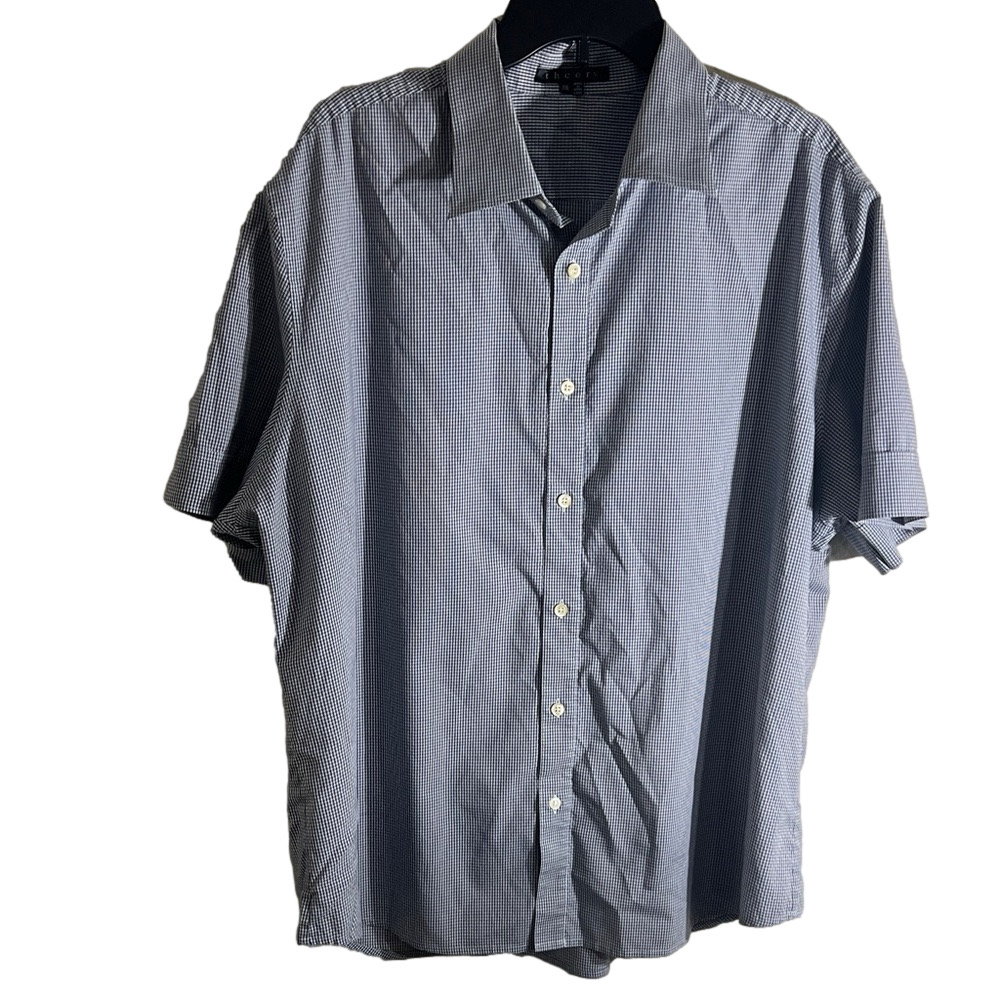 Theory Men's Short Sleeve Button-Down Shirt  size XXL summer office workwear